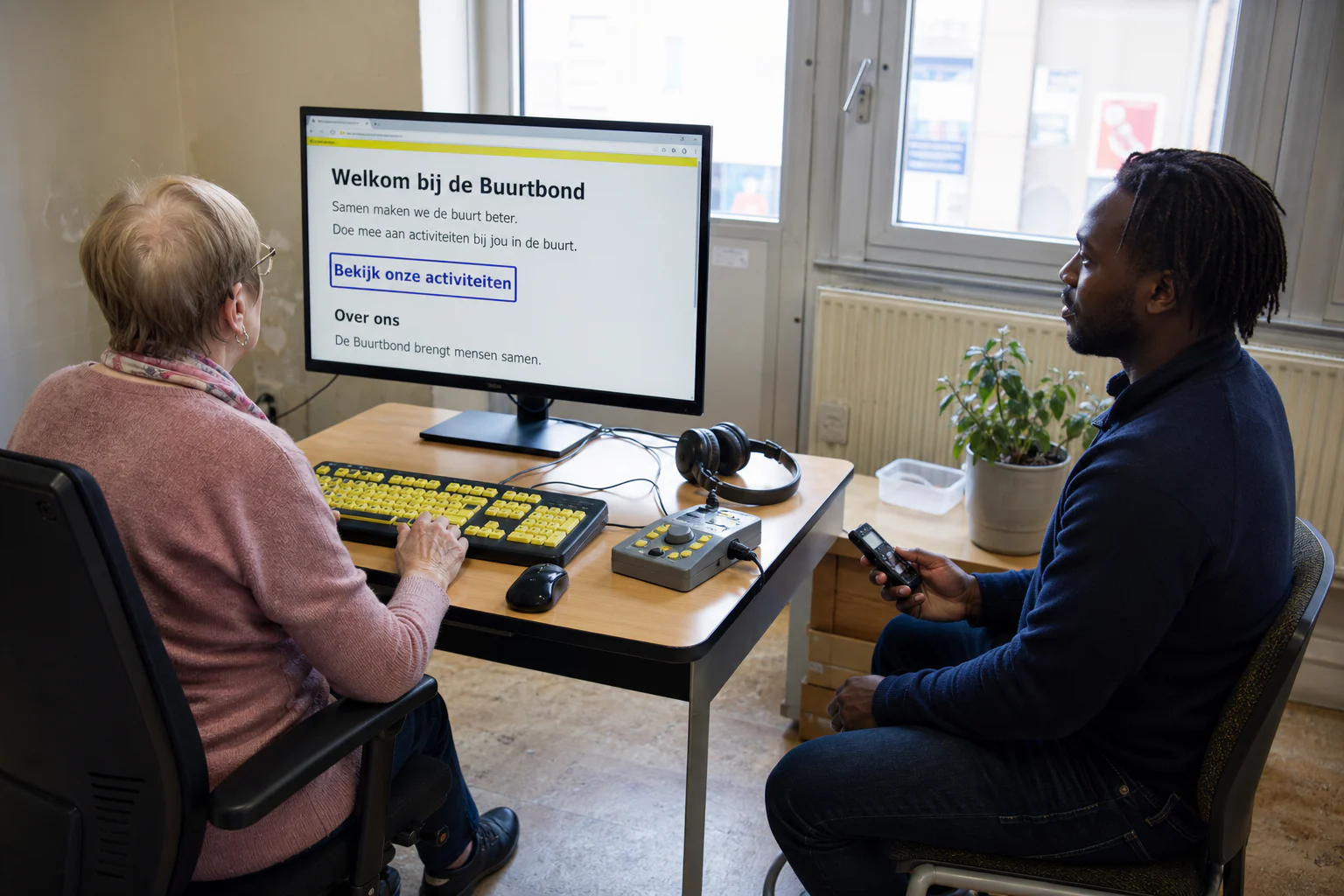 Low-vision user testing a website with a digital accessibility consultant