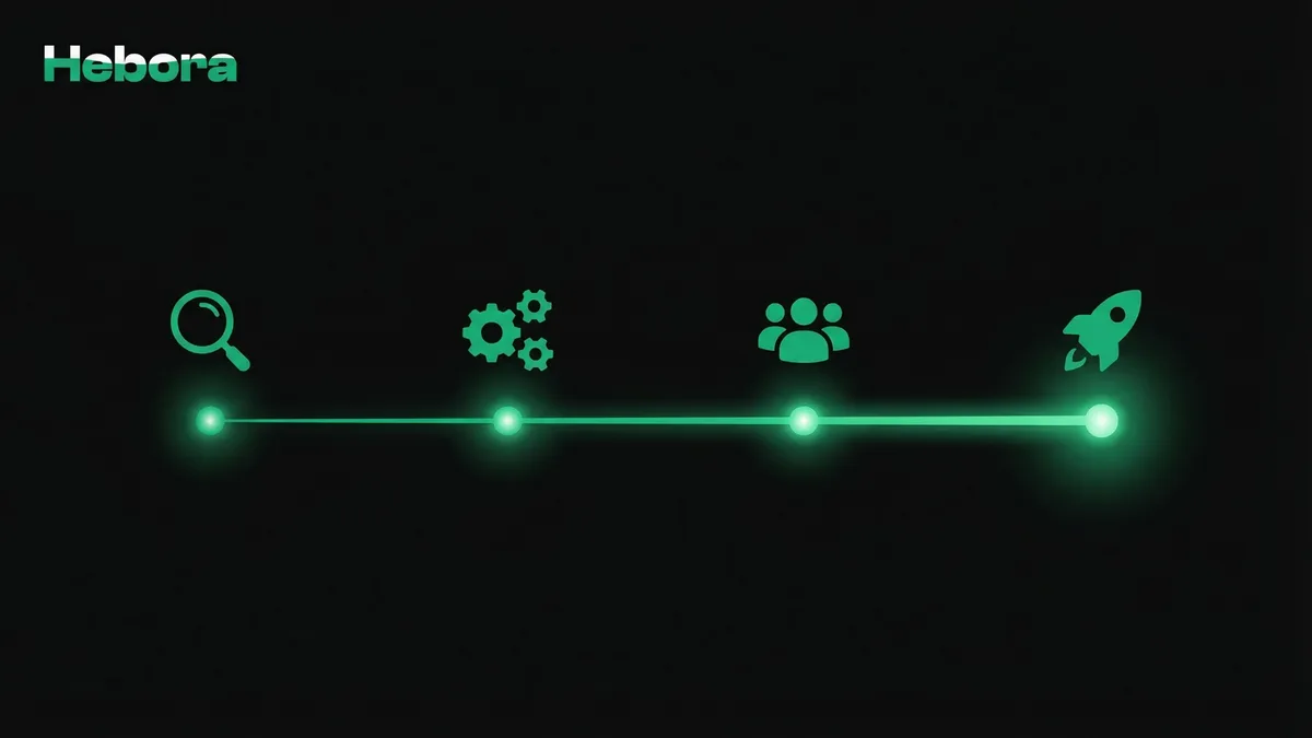 Timeline de deploiement OpenClaw en 4 etapes : audit, configuration, formation, go live