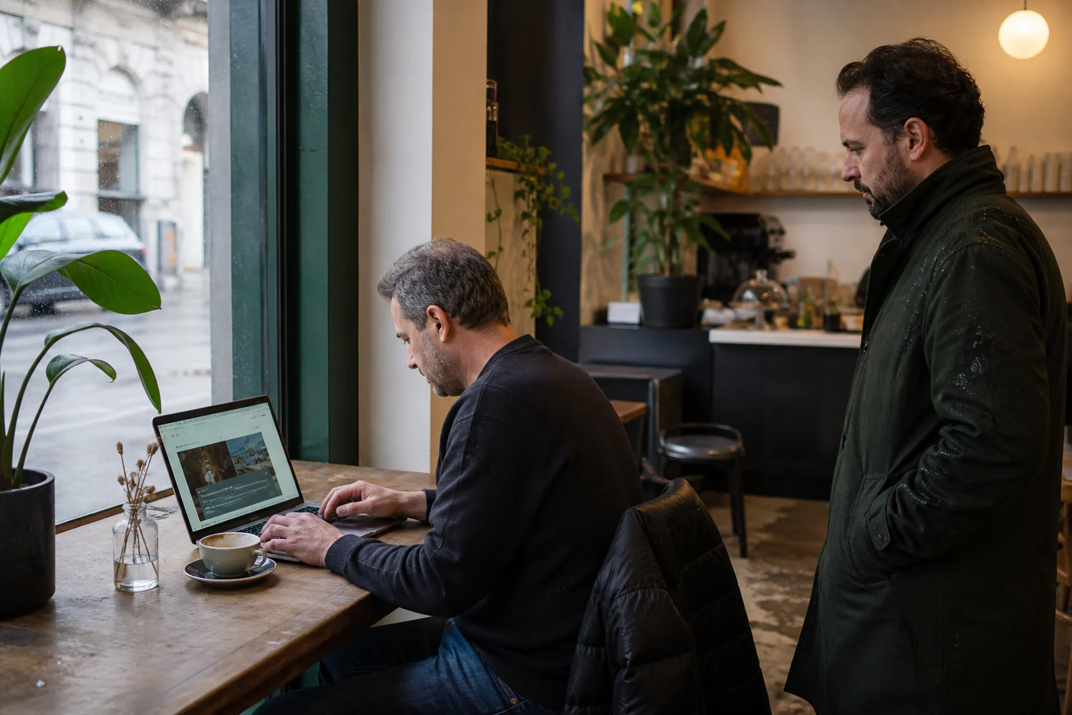 Shop owner and adviser testing cookie consent on a phone and laptop