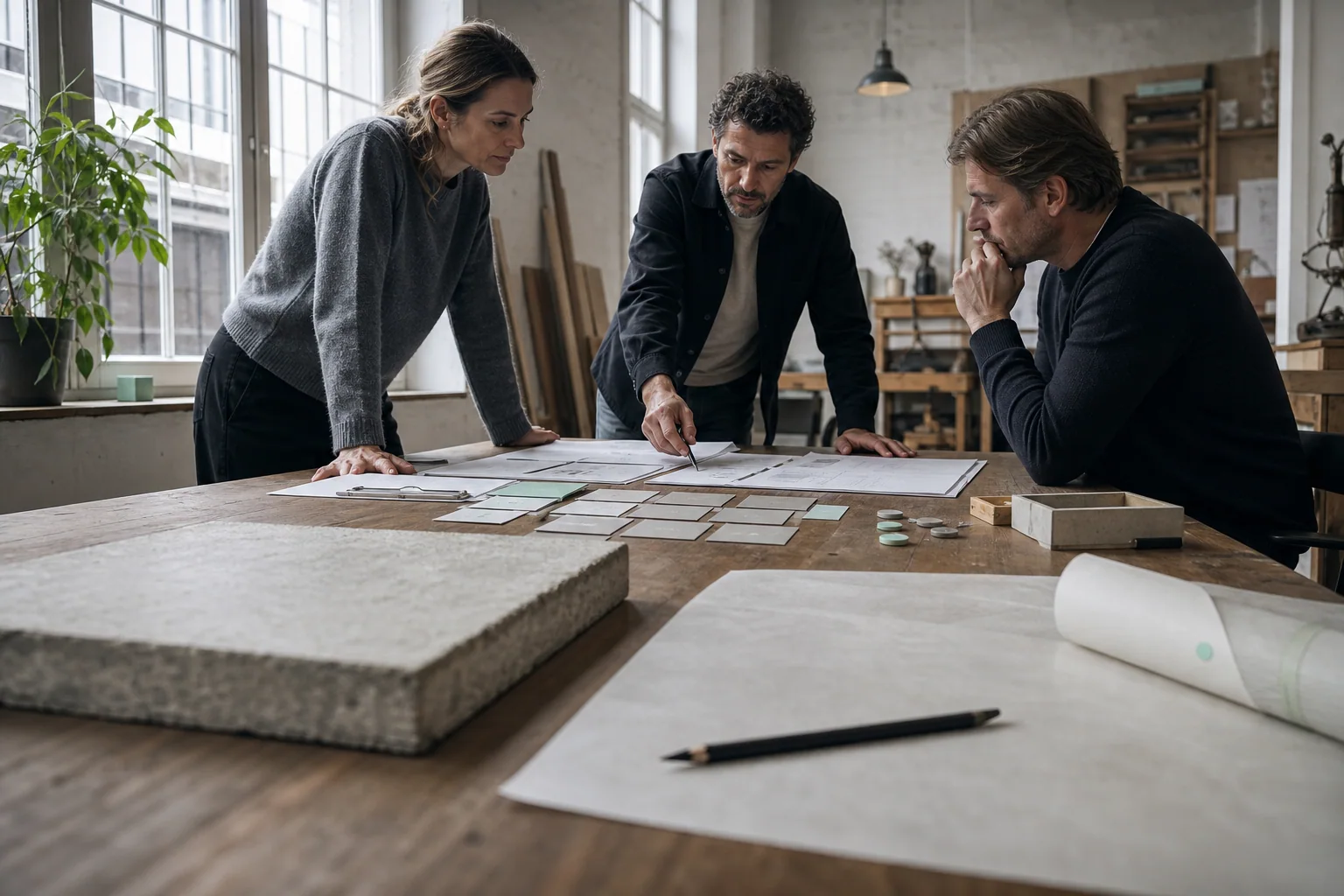 A Belgian team works through Paid media with physical planning materials