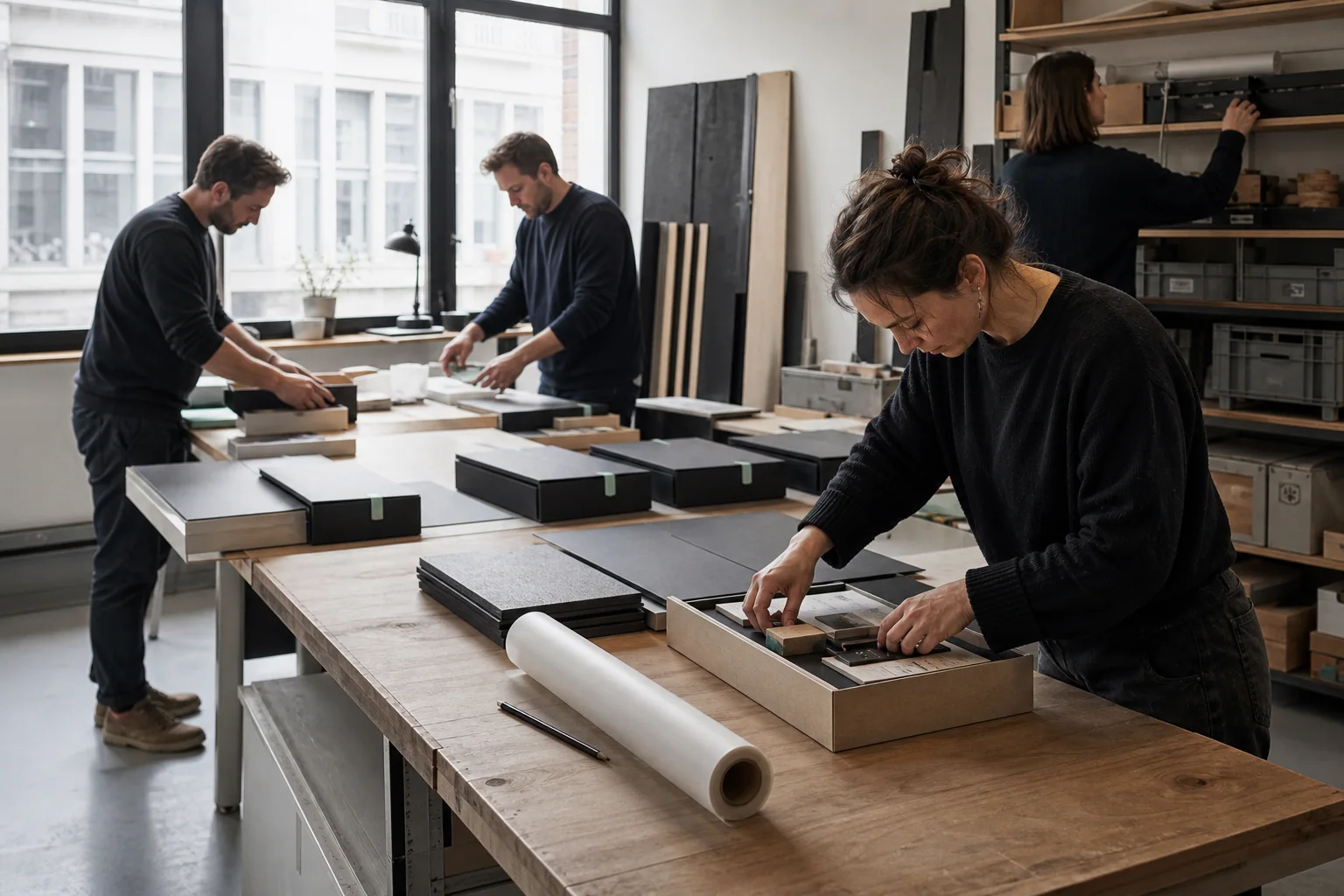 A local team in Antwerp separates six digital work areas into tangible project kits