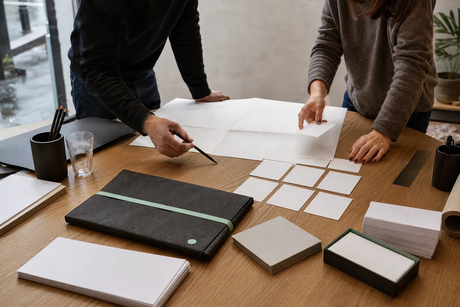 Des professionnels organisent les supports physiques de Publicité en ligne pour une entreprise à Bruxelles