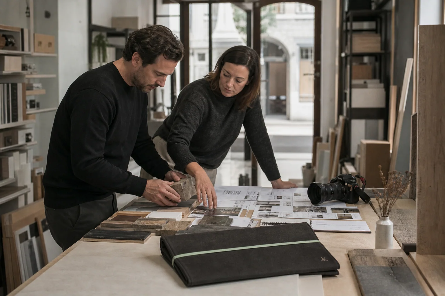 Une équipe belge travaille le chantier Gestion des réseaux sociaux avec des supports physiques