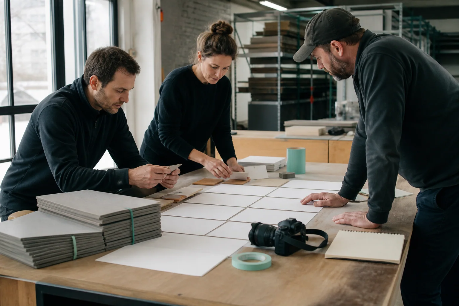 Des professionnels organisent les supports physiques de Gestion des réseaux sociaux pour une entreprise à Liège