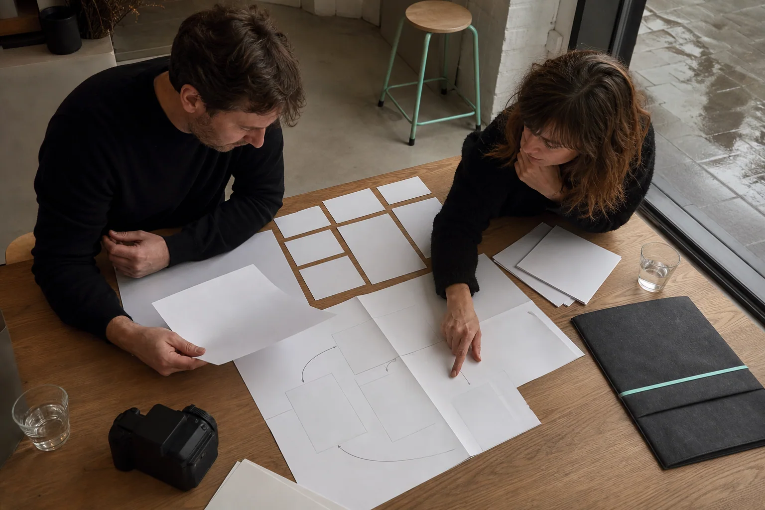 Des professionnels organisent les supports physiques de Refonte de site web pour une entreprise à Bruxelles