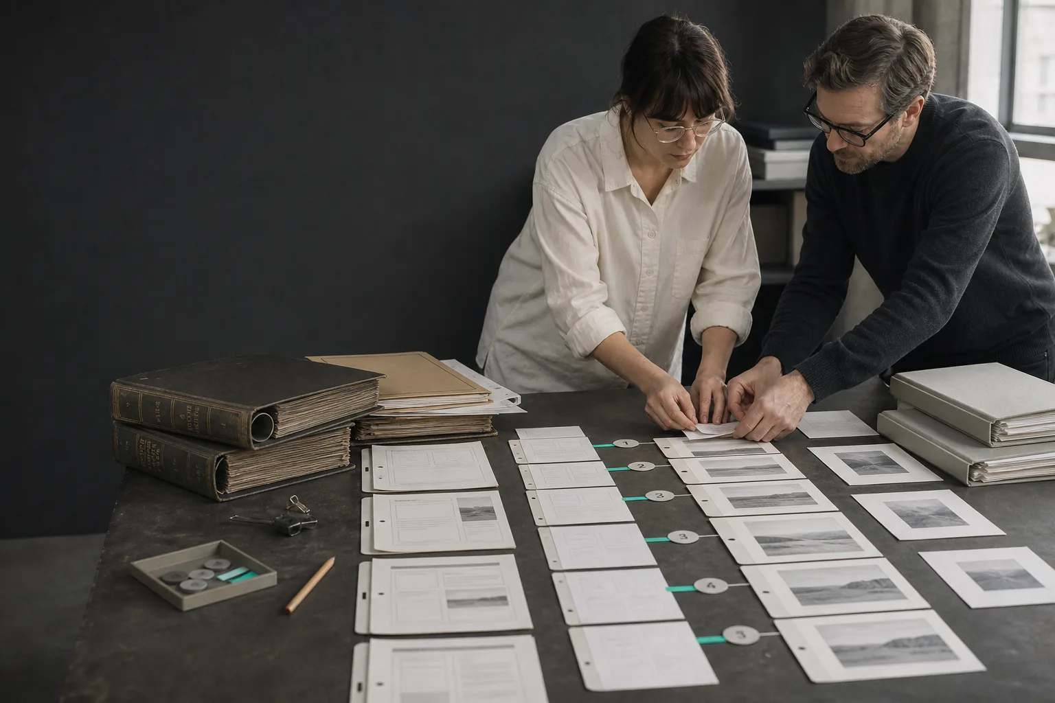 Deux consultants associent chaque ancienne page imprimée à sa destination avant un changement de CMS