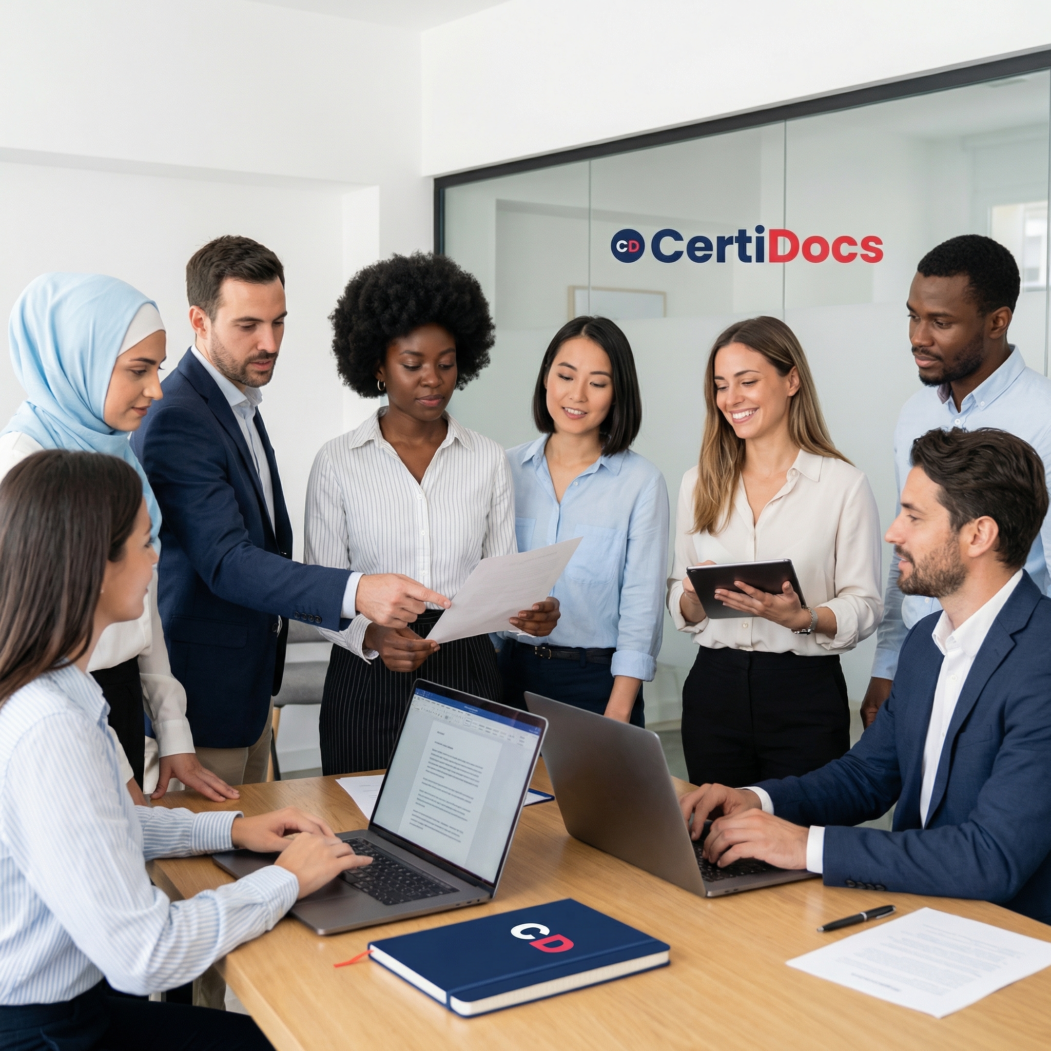 Équipe de traducteurs jurés CertiDocs à Bruxelles. Réseau de 187 professionnels certifiés couvrant 59 langues