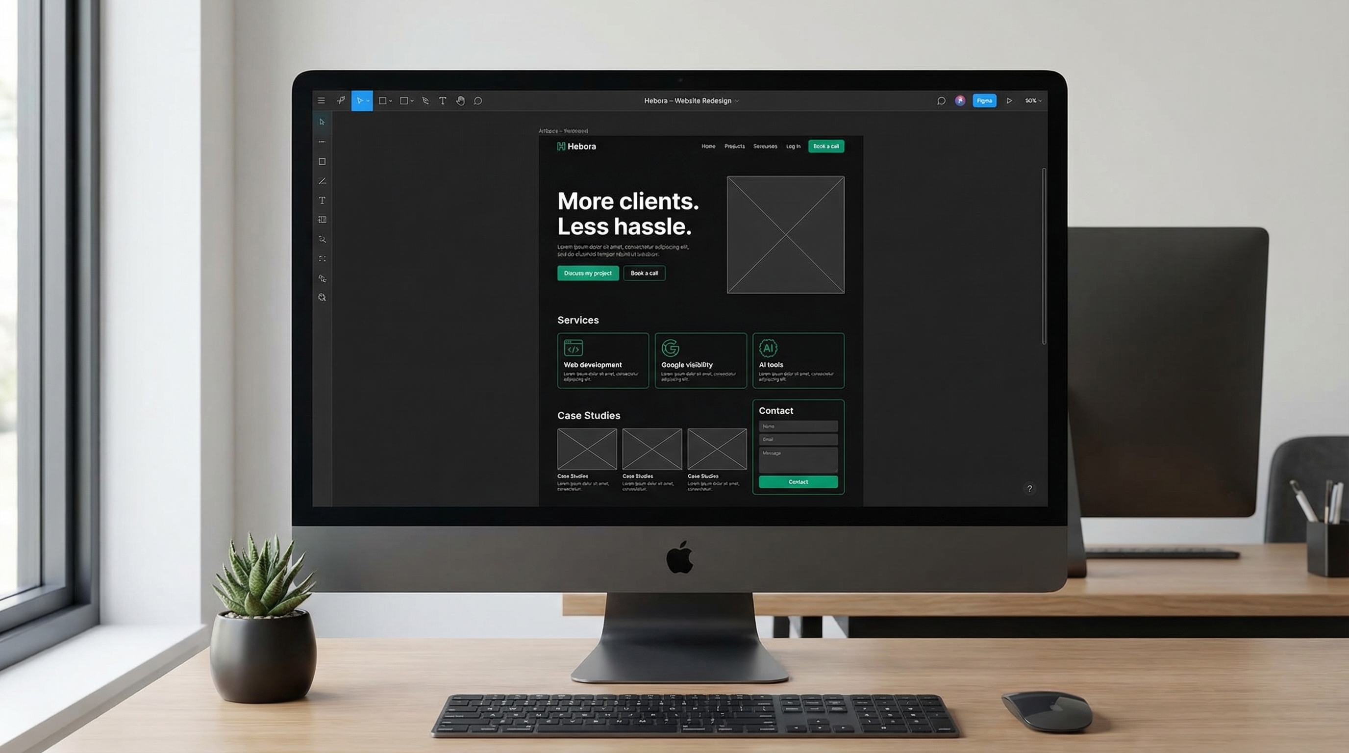 Maquette Figma pour la création d'un site web professionnel à Bruxelles. Design responsive et centré conversion