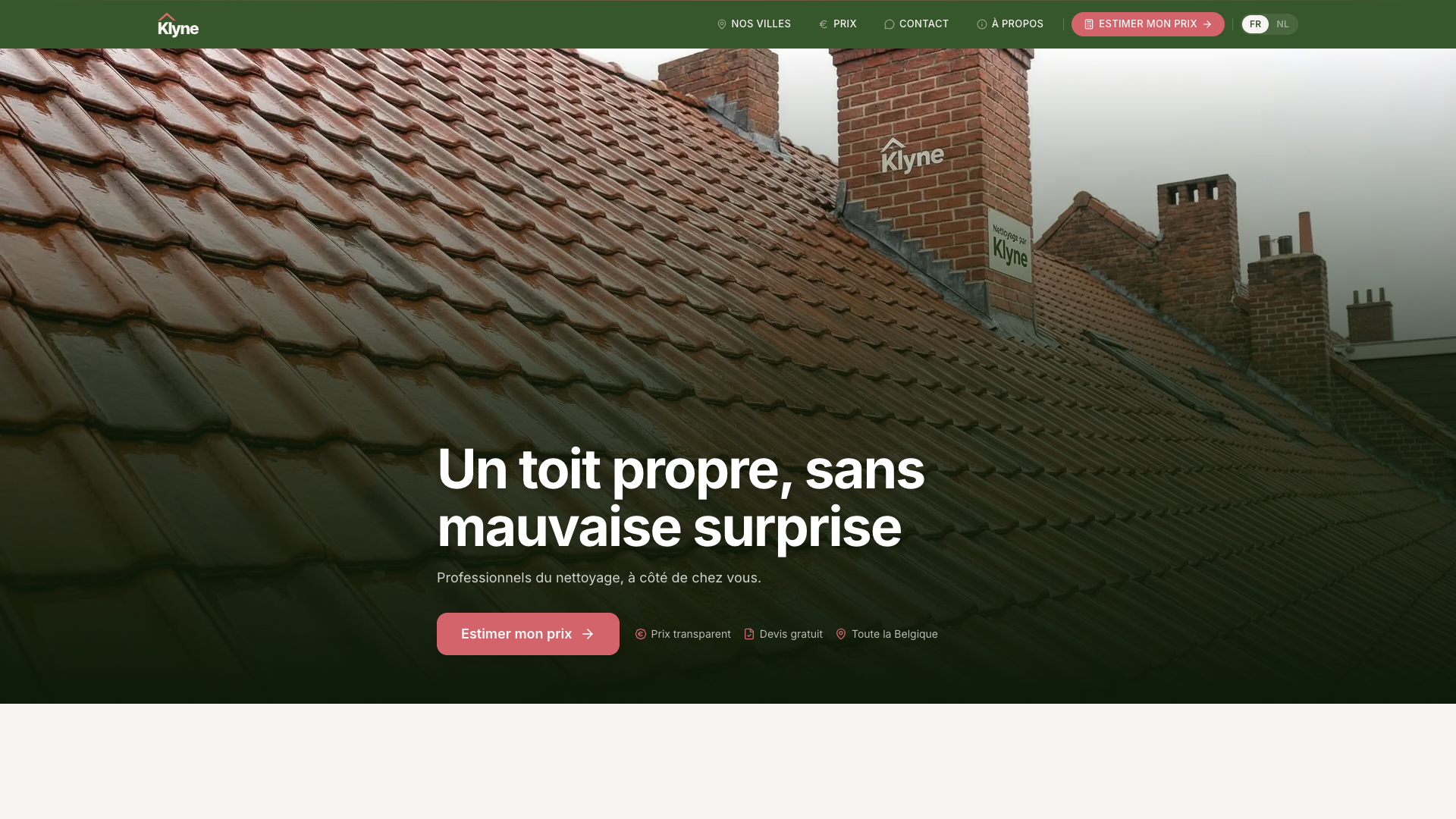 Klyne - nettoyage de toiture professionnel en Belgique