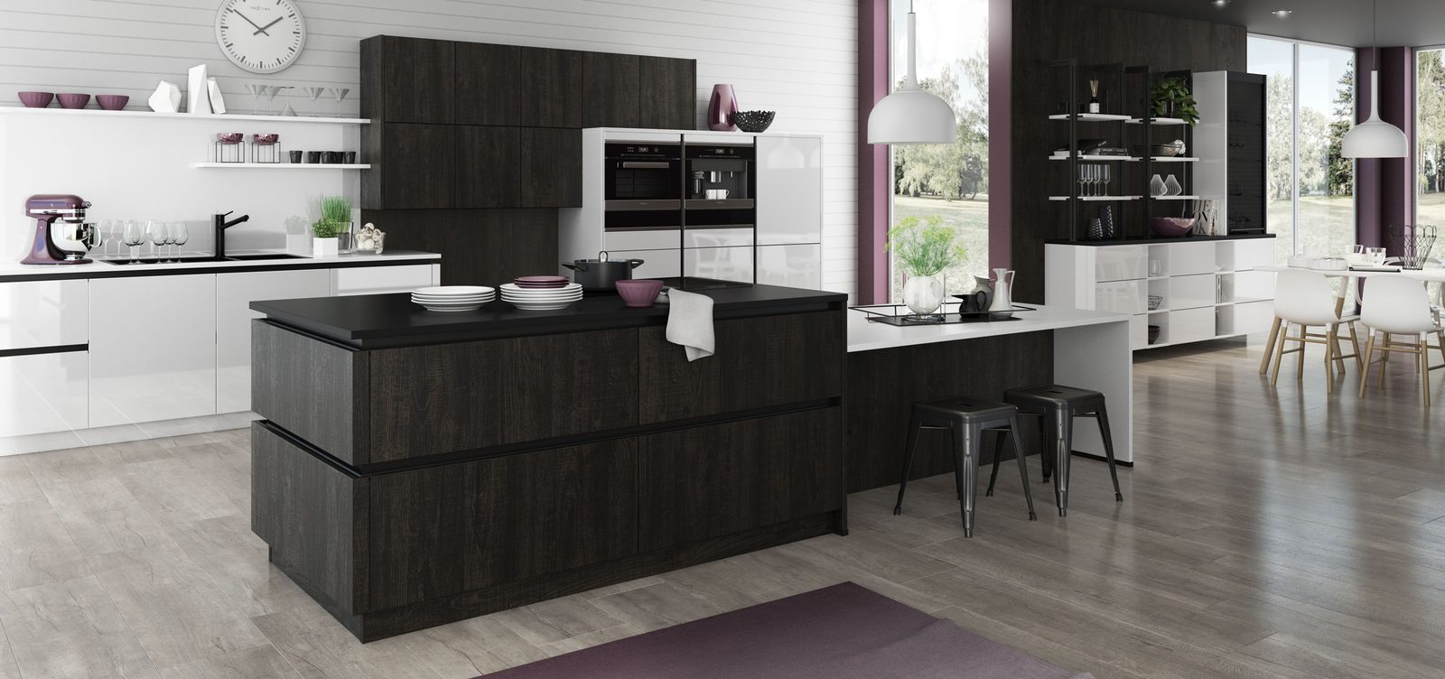 Cuisine de la collection moderne Terra Kitchen dans un intérieur lumineux