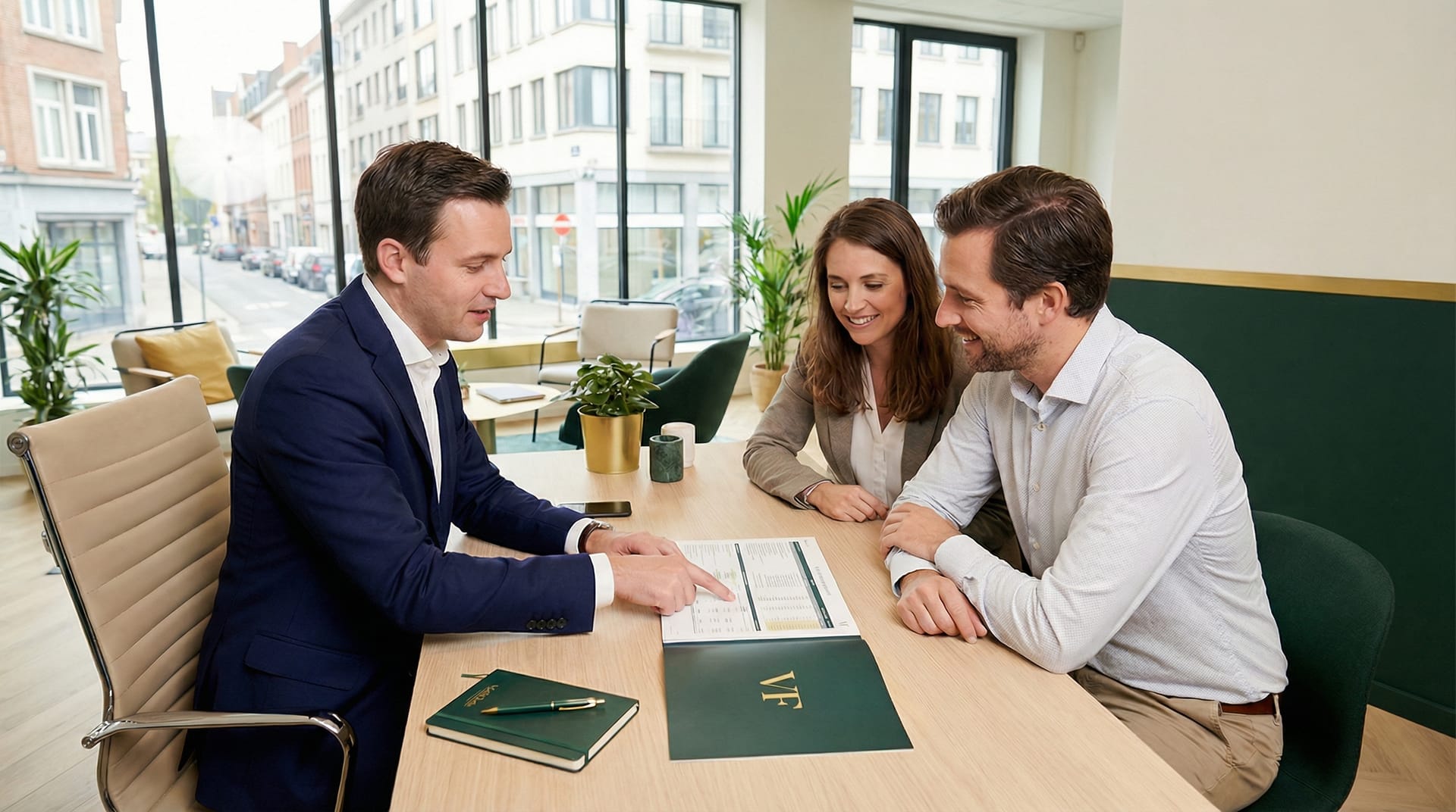 Conseiller ViaFidelis accompagnant un couple pour leur crédit hypothécaire à Bruxelles